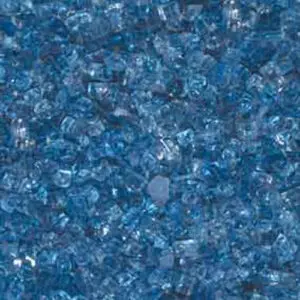 Close-up of small blue glass beads.