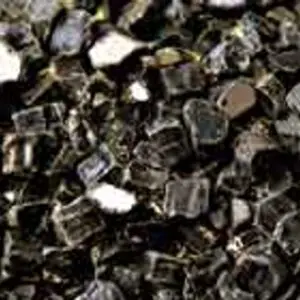 Close-up of shiny black plastic pellets.