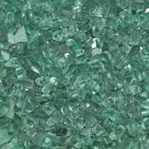 Close-up of green crushed glass pieces.