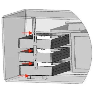 Diagram showing airflow in a multi-shelf oven with arrows indicating air movement.