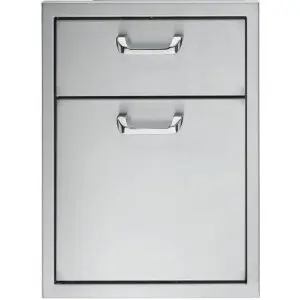 Stainless steel outdoor kitchen drawer and cabinet unit.