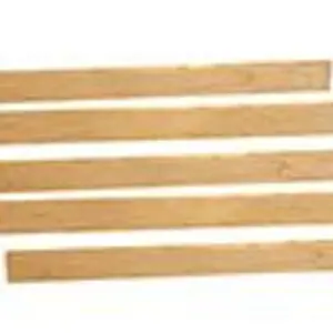 Five wooden sticks placed horizontally on a white background.