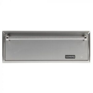 Sleek silver metal wall-mounted mailbox with a lock and brand label.